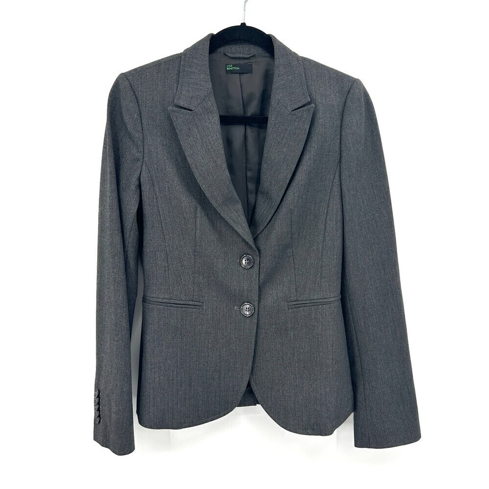 STILE BENETTON Women's Gray Double Button Blazer Suit Jacket Size 6